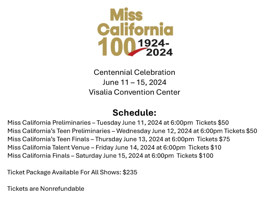 Tickets Miss California 2024 City of Visalia Convention Center